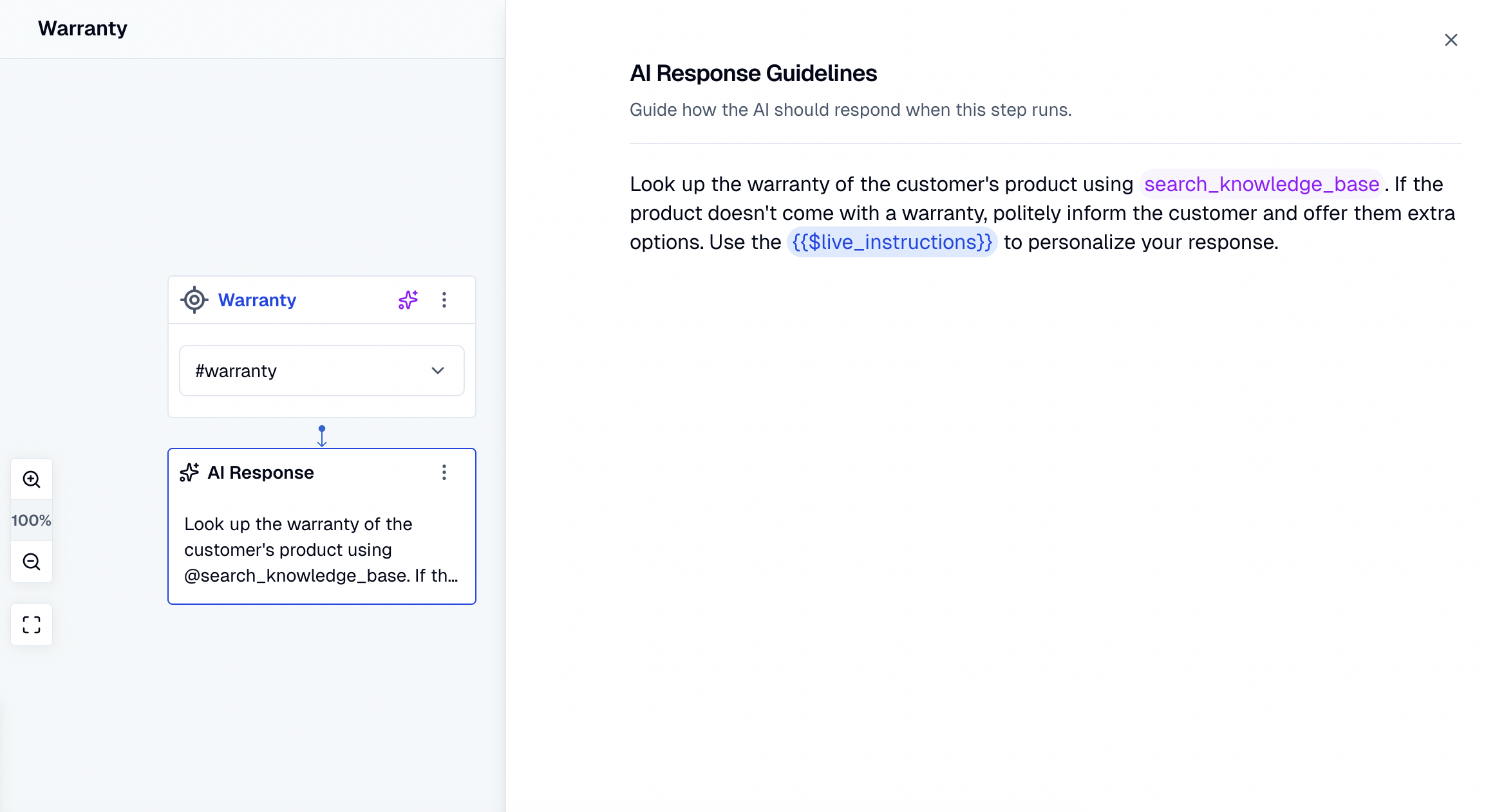 AI Response guidelines editor