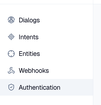 Left workflows sidebar with the Authentication item highlighted.