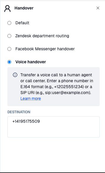 Voice handover configuration