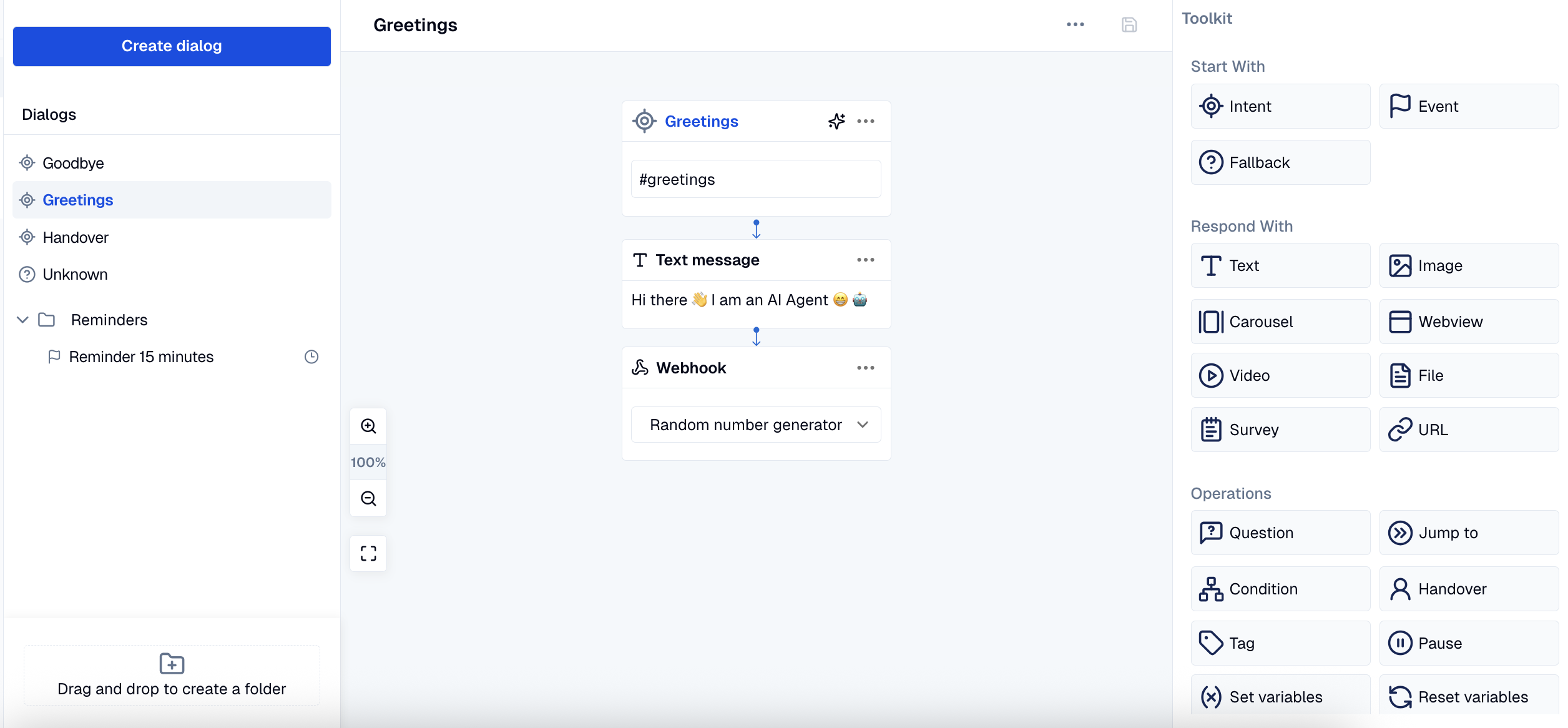 Use webhook in dialog