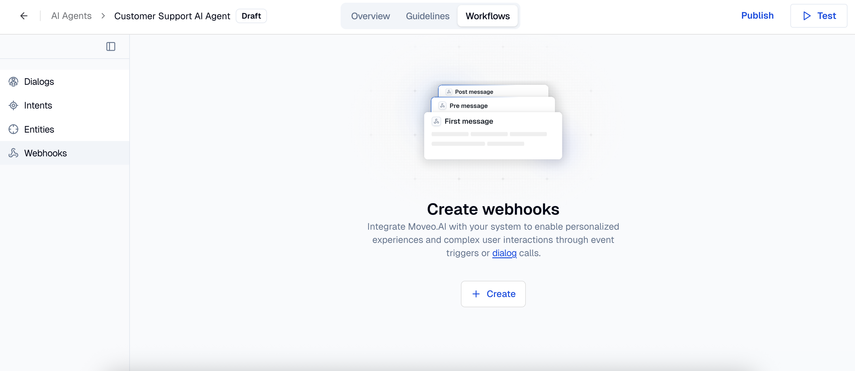 Navigate to Workflows Webhooks